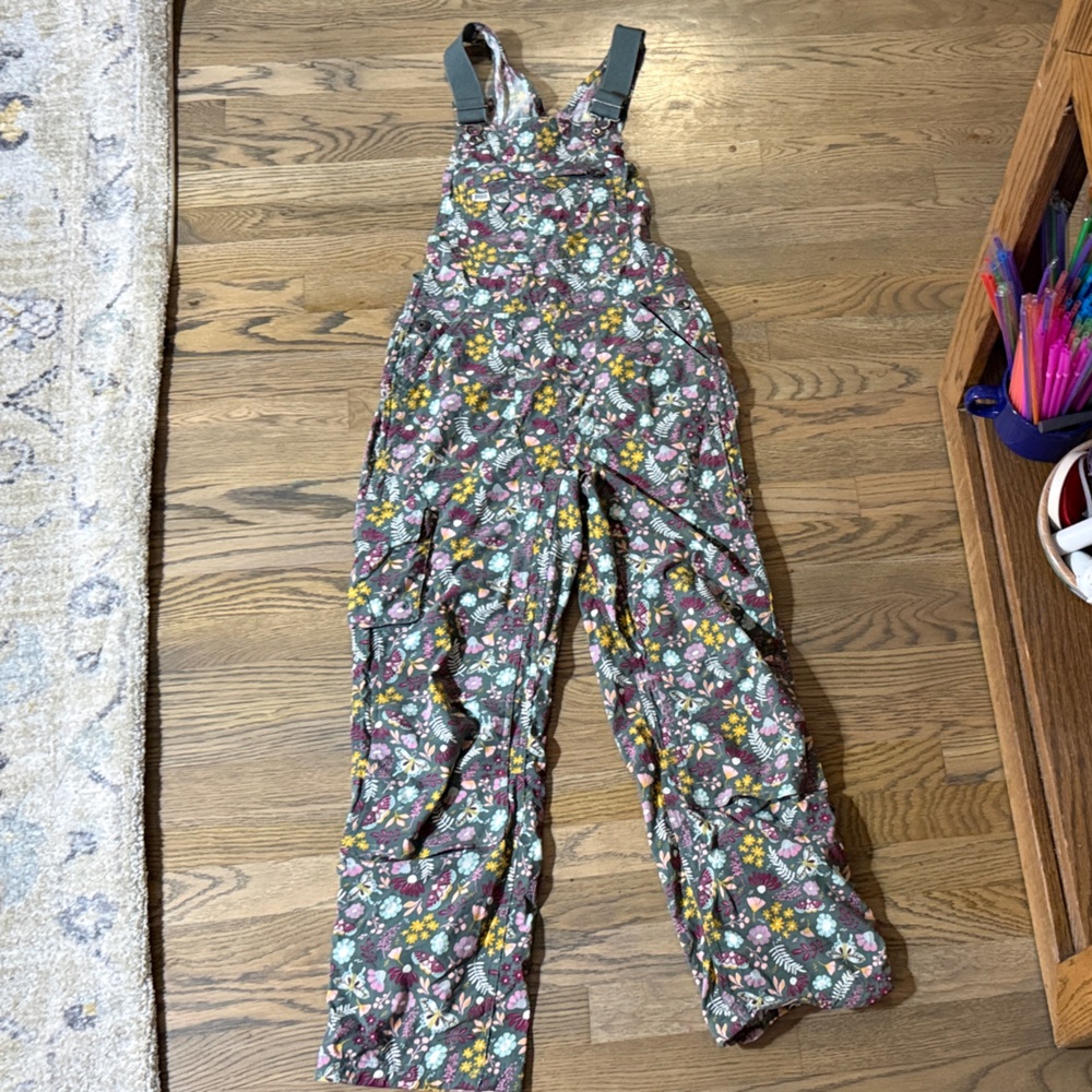 Duluth Trading Co Gray Floral Overalls-fit adult small